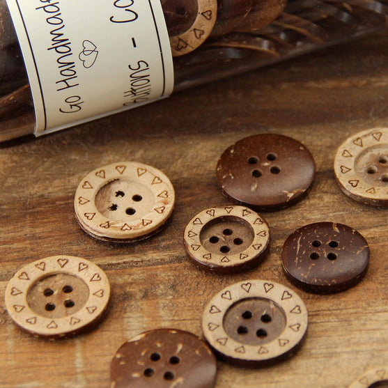 Coconut Buttons - Hearts - Go Handmade
2