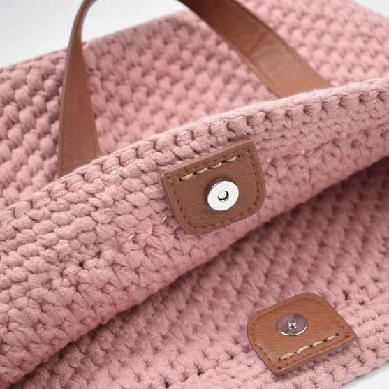 Ribbon Shopper with a Leather Base – Small
2