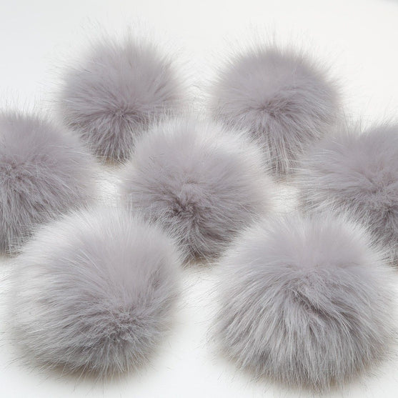 Pom Pom w/button - Gray - Large - Go Handmade
2