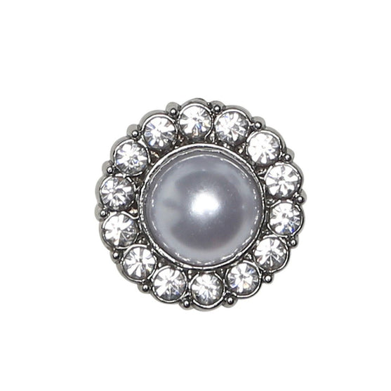 Pearl Buttons w. Stones - Silver - Multiple Sizes - Go Handmade
2