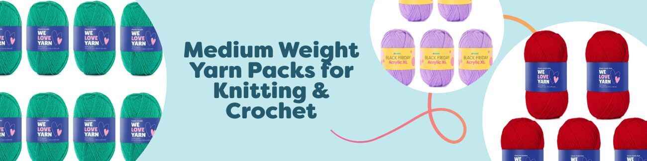 Medium Weight Yarn Packs for Knitting & Crochet