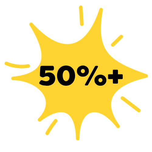 50% OFF+