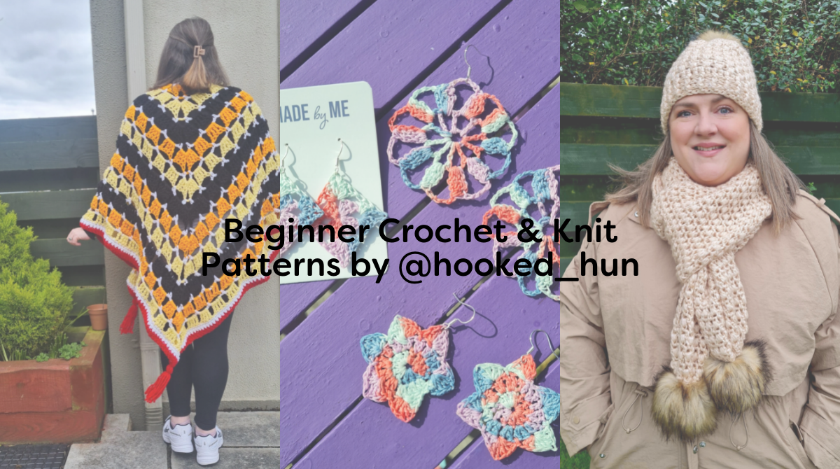 Beginner Crochet & Knit Patterns by @hooked_hun