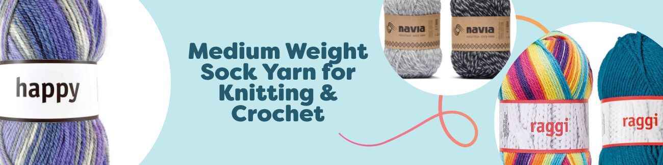 Medium Weight Sock Yarn for Knitting & Crochet