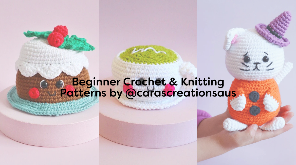 Beginner Crochet & Knitting Patterns by @carascreationsaus