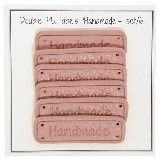 PU Leather Label &quot;Handmade&quot; 5 x 1,5 cm - Go Handmade