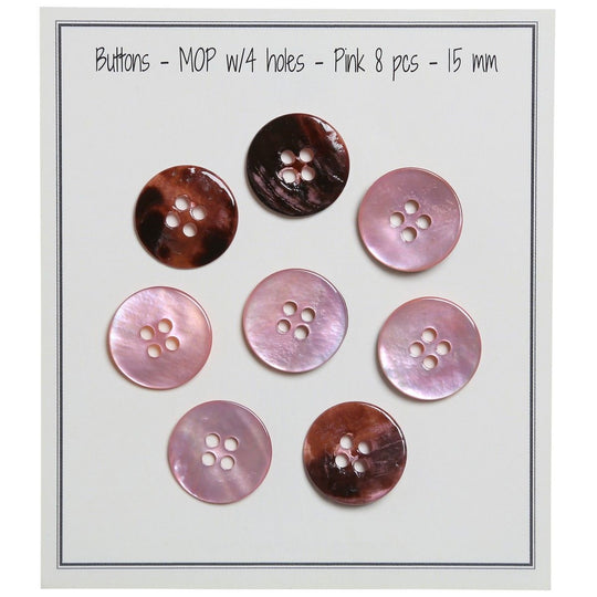 Buttons - Mother-of-pearl - Pink - Go Handmade