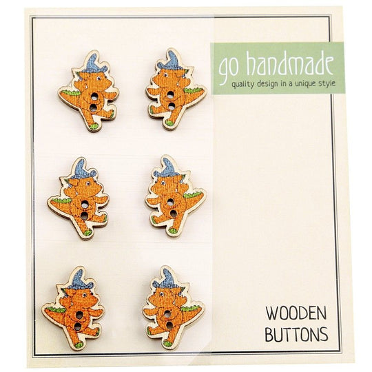 Wooden Buttons - The Dragon Jonas - 6 pcs, 20 mm - Go Handmade