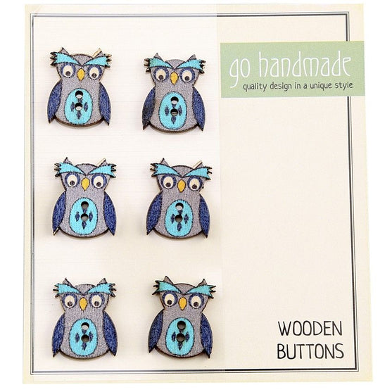 

Wooden Buttons - The Owl Janus - 6 pcs, 20 mm - Go Handmade
1