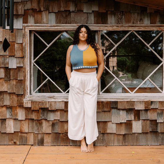 

Bevelled Tank - Sleeveless Intarsia Top
8