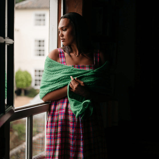 

Hiedra Shawl - Wrap with Leaf Motif
7