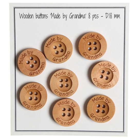 Wooden Buttons - Made by Grandma  - 18 mm (0.71 in) - Go Handmade