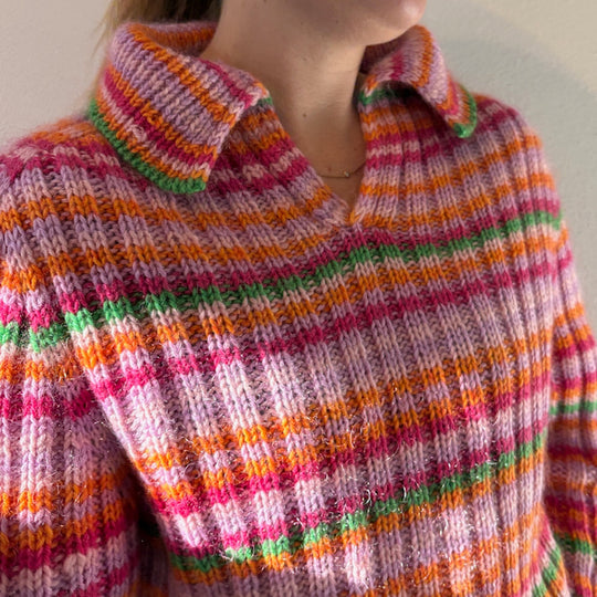 Easy Wide Rib Polo Sweater