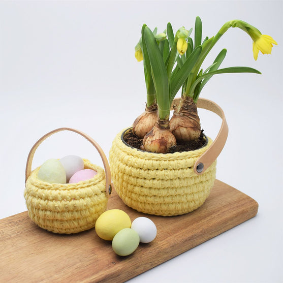 

Cotton Easter Basket with Leather Handle
1
