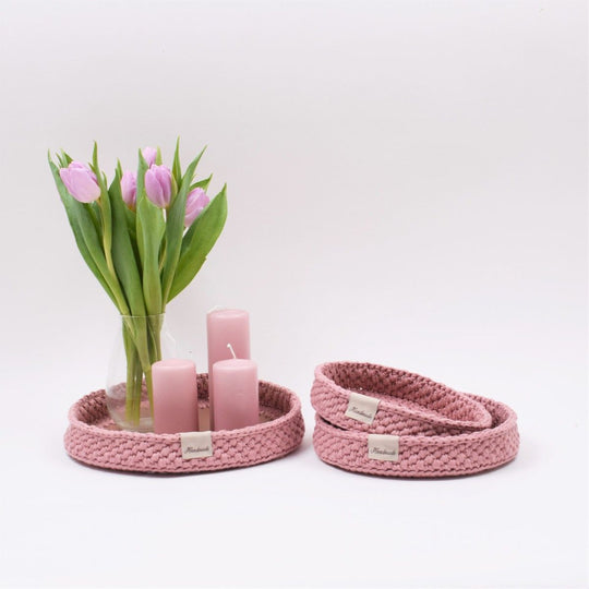 Decoration trays with round leather base