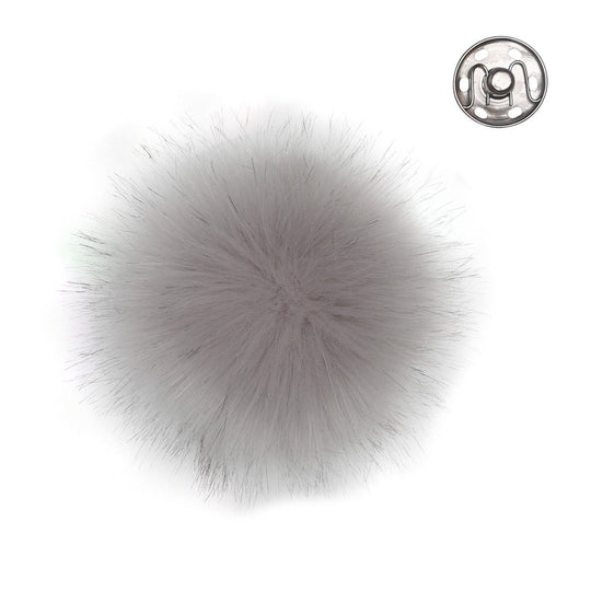 Pom Pom w/button - Grey - Small - Go Handmade